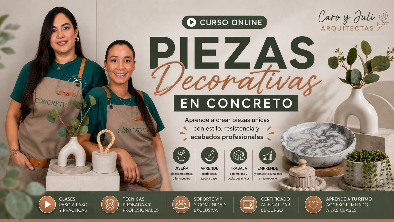 Crea y Diseña Piezas Decorativas en Concreto